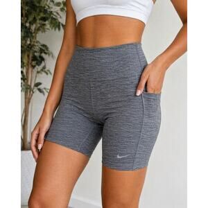 Nike One Dri-FIT Gray Biker Shorts Women’s Medium High Rise Athletic